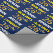 Blau, Imitate/Nachahmungs-Gold, "26. GEBURTSTAG" Geschenkpapier (Ecke)
