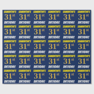 Blau, Imitate/Nachahmungs-Gold, "31. BIRTHTAG" Geschenkpapier