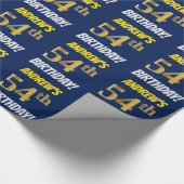 Blau, Imitate/Nachahmungs-Gold, "54. GEBURTSTAG" Geschenkpapier (Ecke)