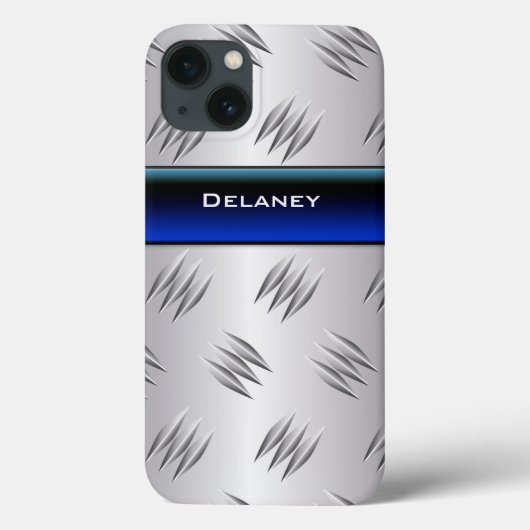 Blau, IMITATE Silver Diamond Plate iPad Mini Case (Rückseite)