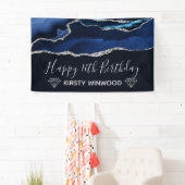 Blau & Imitate Silver Glitzer Agate Sweet 16 Banner (Insitu)