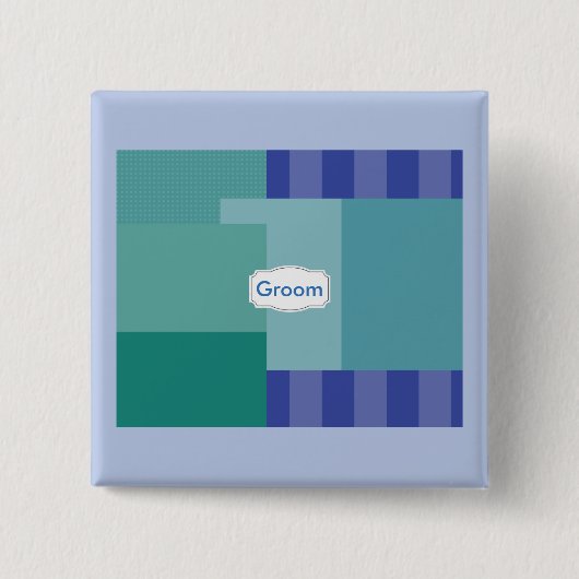 Blau in Quadraten und Rechtecken Button (Vorderseite)
