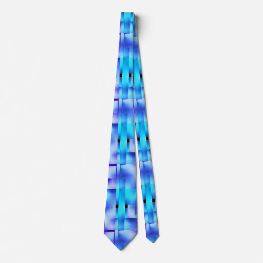 Blau in Rechtecken oder quadratischen Formen Krawatte (Vorderseite)