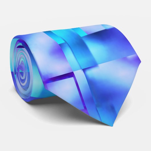 Blau in Rechtecken oder quadratischen Formen Krawatte (Gerollt)