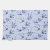 Blau in Weiß Chinoiserie Chic Bird Schlucken Mosai Geschirrtuch (Horizontal)