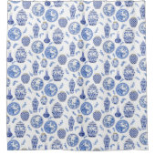 Blau in White Chinoiserie Asiatische China Duschvorhang (Vorderseite)