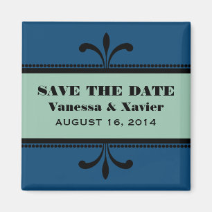 Blau/Jade Extravagant Art Deco Speichern Sie das D Magnet