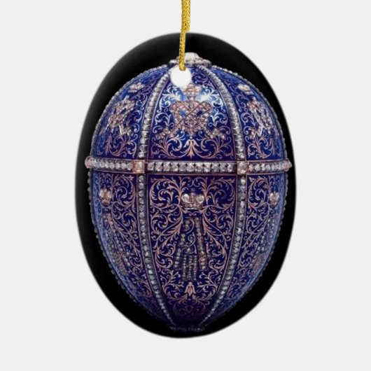 Blau Jeweled Ei-Verzierung Keramikornament (Vorne)