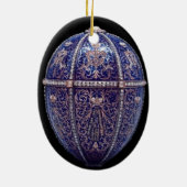 Blau Jeweled Ei-Verzierung Keramikornament (Hinten)