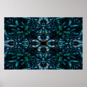 Blau-Kaleidoskop-Muster Poster