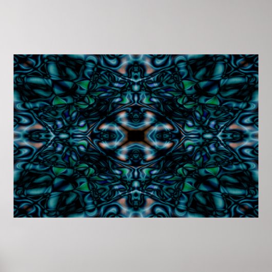 Blau-Kaleidoskop-Muster Poster (Vorne)