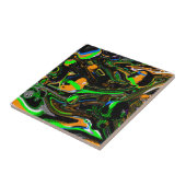 Blau, Kalkgrün, Orange, Schwarz und Weiß Abstrakt Fliese (Seite)