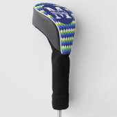 Blau, Kalkgrün und Weiß Mit Monogramm Raute Golf Headcover (angewinkelt)