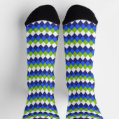 Blau, Kalkgrün und Weiß Nachhaltige Raute Socken (Oben)