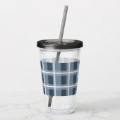 Blau Kariert Acryltrinkbecher (Rückseite)