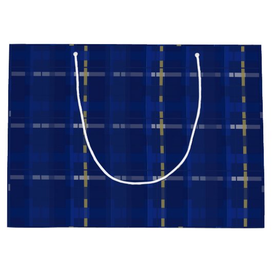 Blau kariert auf Blues, Gold & Silber Große Geschenktüte (Vorderseite)