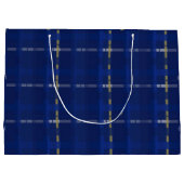 Blau kariert auf Blues, Gold & Silber Große Geschenktüte (Rückseite)