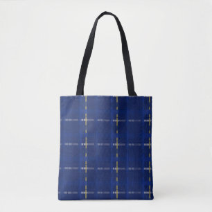 Blau kariert auf Blues, Gold & Silber Tasche