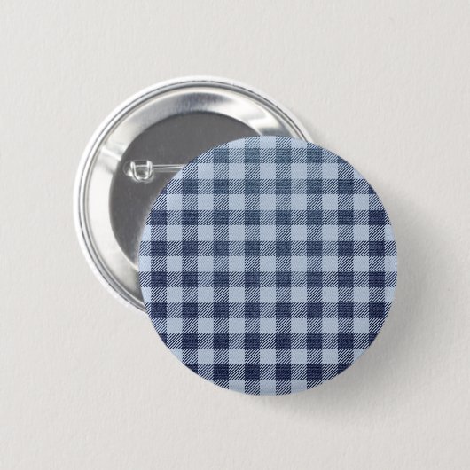 Blau Kariert Button (Vorne & Hinten)