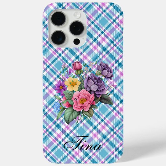 Blau Kariert Case-Mate iPhone Hülle (Rückseite)