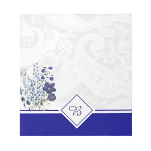 blau kariert floral Notizblock