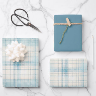 Blau Kariert Geschenkpapier Set