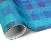 Blau Kariert, Gingham Pattern Wrapping Paper Geschenkpapier (Rolleneckpunkt)