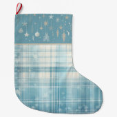 Blau Kariert Großer Weihnachtsstrumpf (Vorderseite)