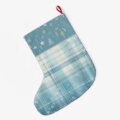 Blau Kariert Großer Weihnachtsstrumpf (Rückseite (Hängend))
