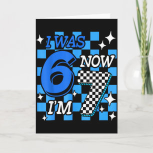 Blau kariert Ich war 6 jetzt bin ich 7 Geburtstag Karte