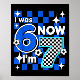 Blau kariert Ich war 6 jetzt bin ich 7 Geburtstag Poster