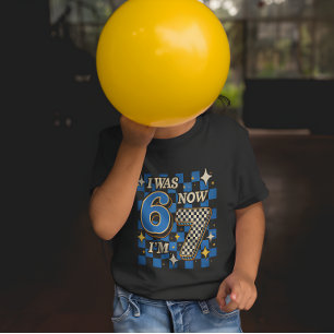 Blau kariert Ich war 6 Jetzt bin ich 7 Lustig 67 T-Shirt