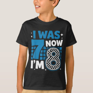 Blau kariert ich war 7 jetzt bin ich 8 Geburtstags T-Shirt