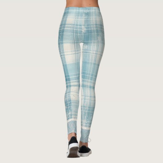 Blau Kariert Leggings (Rückseite)
