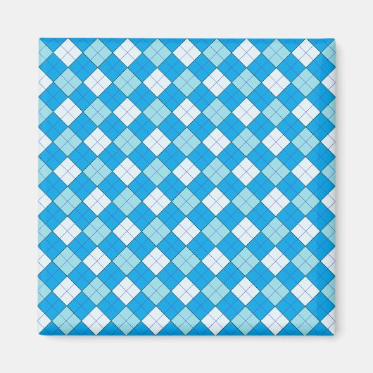 Blau Kariert Magnet (Vorne)