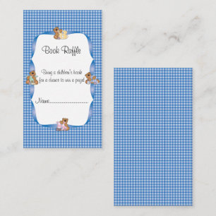 Blau Kariert mit Baby Bears Theme Book Raffle Begleitkarte
