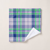 Blau Kariert mit Grün Badhandtuch Set (Waschlappen)