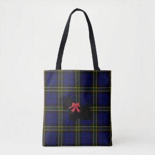 Blau kariert mit Scottish Terrier mit rotem Bugbog Tasche