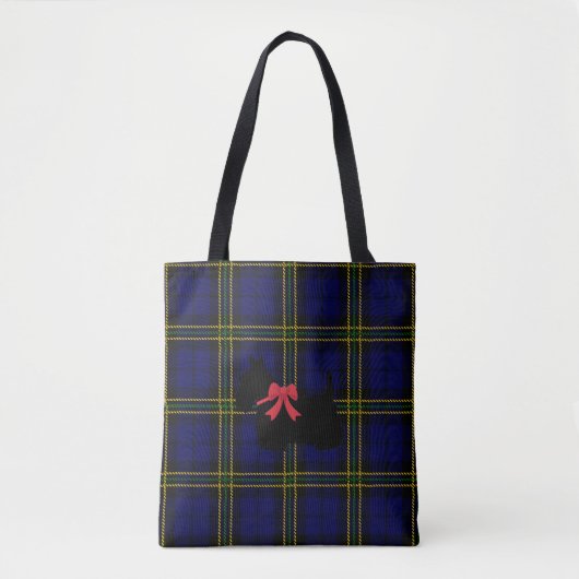 Blau kariert mit Scottish Terrier mit rotem Bugbog Tasche (Vorderseite)