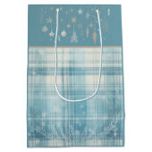 Blau Kariert Mittlere Geschenktüte (Rückseite)