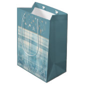 Blau Kariert Mittlere Geschenktüte (Rückseite Schrägansicht)