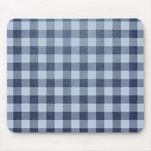 Blau Kariert Mousepad (Vorne)