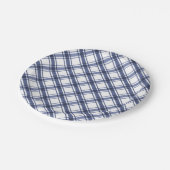 Blau Kariert Pappteller (Schrägansicht)