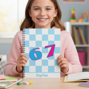 Blau kariert personalisierter Name 67 Nummern-Desi Notizblock