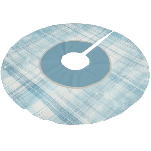 Blau Kariert Polyester Weihnachtsbaumdecke (Schrägansicht)