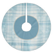 Blau Kariert Polyester Weihnachtsbaumdecke (Vorderseite)