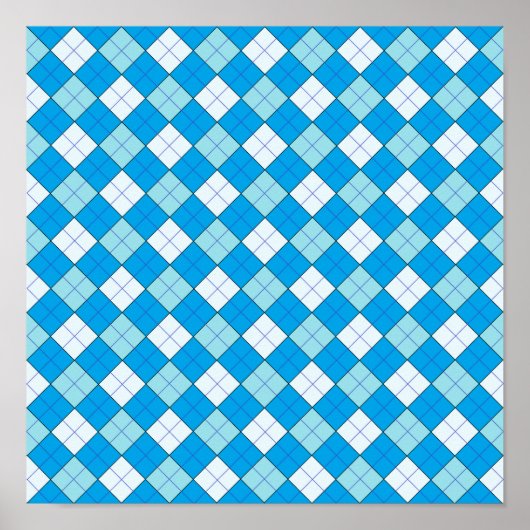 Blau Kariert Poster (Vorne)