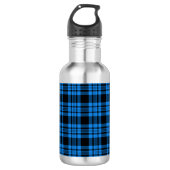 Blau Kariert, Schwarzer Tartan; Muster-Design Edelstahlflasche (Vorderseite)