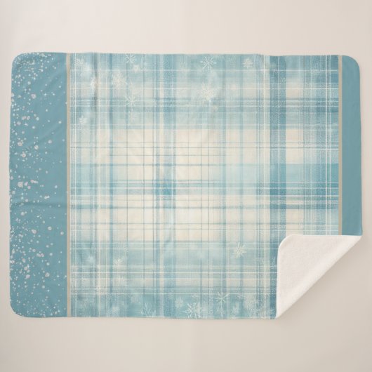 Blau Kariert Sherpadecke (Vorderseite (Horizontal))