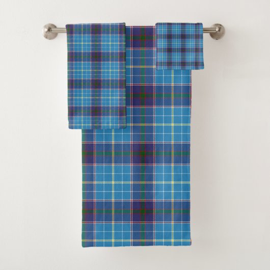 Blau kariert, Texas Staat tartan Badhandtuch Set (Insitu)
